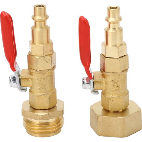 Ortviai Adaptateur de vidange hivernage pour camping-car, caravane, bateau – 2 pièces en laiton avec valve à bille (1/5)
