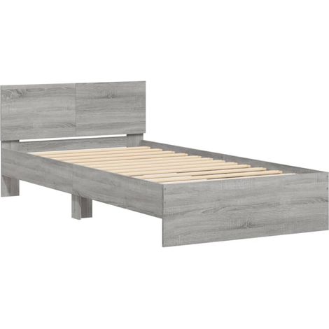 Bed Frame without Mattress with Headboard Grey Sonoma 100x200 cm vidaXL (1/4)