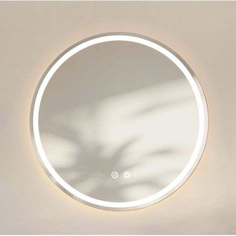 Runder Badezimmerspiegel 60x60 cm aus versilbertem Glas mit LED & Antibeschlag – MEUBLIV (1/5)