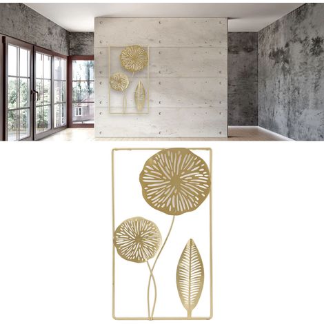 Decoración de pared rectangular y delicada, hecha de hierro dorado, para salas de estar y bares de cafetería. (1/5)