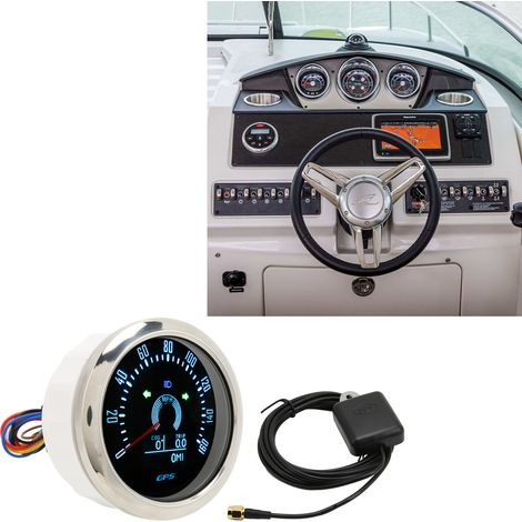 Modification du tableau de bord pour voitures, camping-cars et bateaux, 257 km/h (avec OLED et clignotants), tableau de bord GPS rétroéclairé RGB 85 mm (blanc, référence : CX8224) (noir, référence : C (1/5)