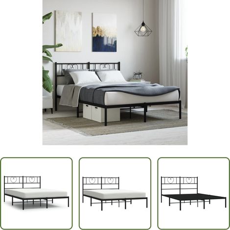 Metallbett -  Bettgestell mit Kopfteil Metall Schwarz 120x200 cm (1/5)