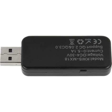 Analyseur de puissance USB noir, détection directe, lecture facile, fonction de stockage avec arrêt automatique, affichage clair. (1/5)