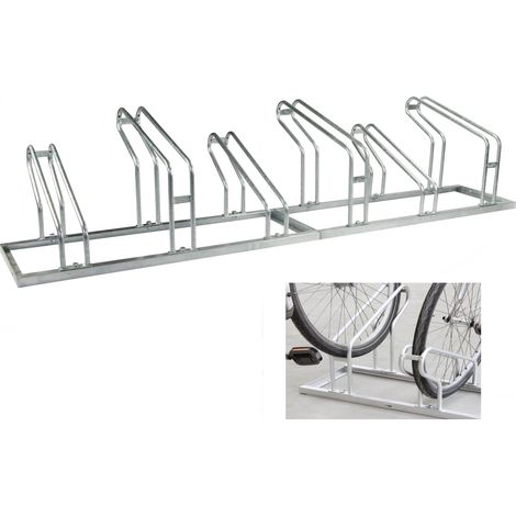 Fahrradständer für 6 Fahrräder höhenversetzt 210 x 45 cm Stahl feuerverzinkt grau 2x3 Bodenparker (1/4)