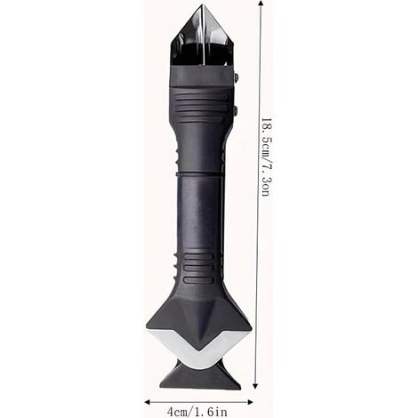Kit de nettoyage et de durcissement de mastic silicone 3 en 1 (1 pièce) avec tête en acier inoxydable pour carrelage, douche, joints de fenêtres, noir (1/5)