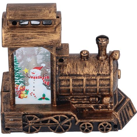 Lumière décorative de Noël, petit train lumineux LED avec locomotive, lampe créative pour sapin et cadeau d'anniversaire, batterie intégrée, bonhomme de neige en bronze (1/5)