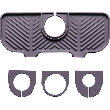 Tapis de Robinet en Silicone,tapis evier cuisine,Tampons de Robinet en Silicone,protege evier,Tapis de Séchage Robinet,Tampon de séchage de l'eau pour Cuisine, Salle de Bain, comptoir(gris) (1/5)