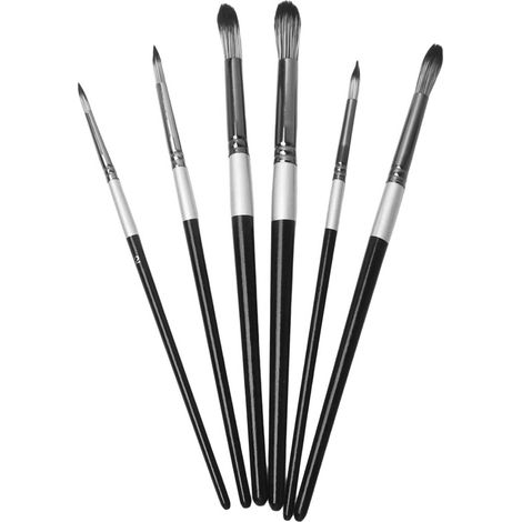Brushes À Peindre - Poils En Nylon - Pointe Rondes - Pour Aquarelle Acrylique Huile Gouache - Tailles 2 4 6 8 10 12 - Lot De 6 (1/5)