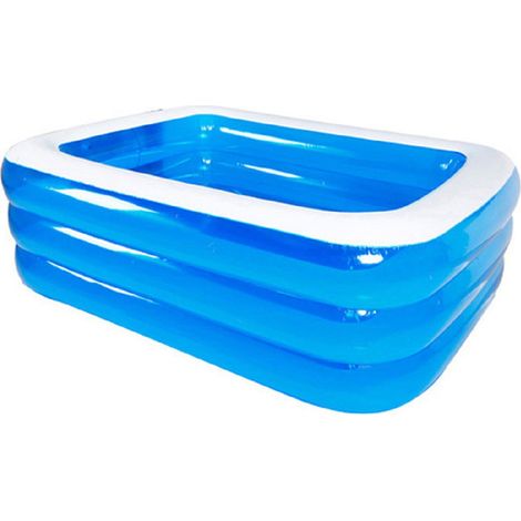 Piscine Gonflable - 210 x 135 x 60 cm - Pour Jardin ou Balcon - Rectangulaire - PVC 0,3 mm - 3 Chambres À Air - Bleu - 1 Pièce