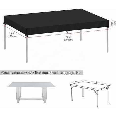 Protective Cover for Outdoor Table Top 200 x 100 x 15 cm (1/3)