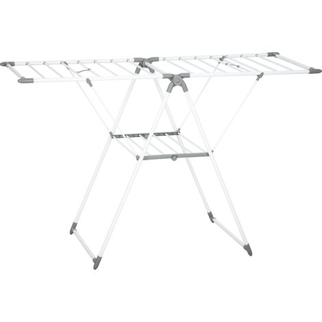 Stendibiancheria a 2 Livelli 156,5x61,5x97 cm Regolabile su 4 Altezze in Metallo e Plastica Bianco (1/5)