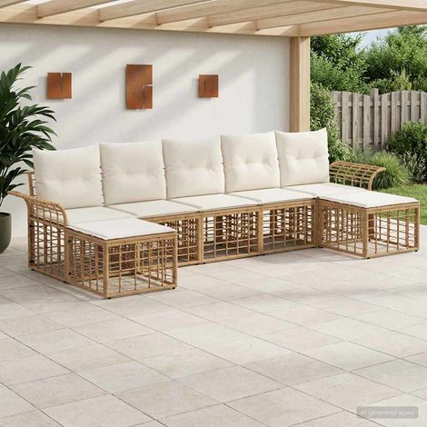 vidaXL Ensemble de canapés d'extérieur 7 pcs Blanc Naturel et Crème