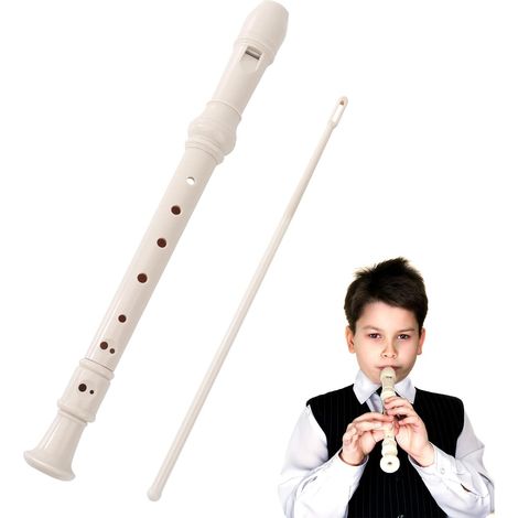 Flûte à bec soprano pour enfants avec tige de nettoyage, style allemand, 8 trous, étui en plastique amovible, pour enfants, débutants et adultes  Beige (1/5)