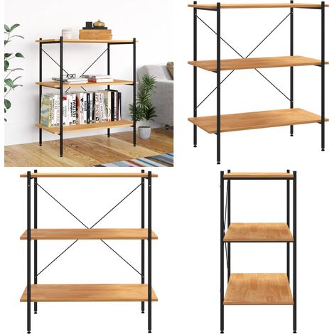 Étagère à 3 niveaux Noir et chêne 80x40x92 cm - Bibliothèque - Étagère - Rangement - Meuble De Salon - Bibliothèque Design - Home & Living (1/5)