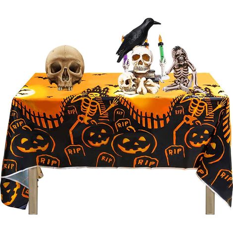 Nappe d'Halloween Citrouille 137 cm x 180 cm, Rectangulaire, Décoration de Fête d'Horreur pour Table (1/5)