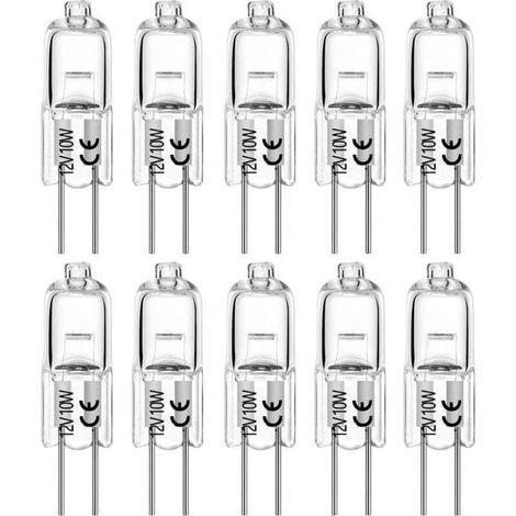 Ampoules halogènes G4 20 W 12 V T3 JC, culot à 2 broches, pour éclairage paysager, éclairage sous armoire, éclairage sur rail, intensité variable (lot de 10) [Classe énergétique C] (1/4)
