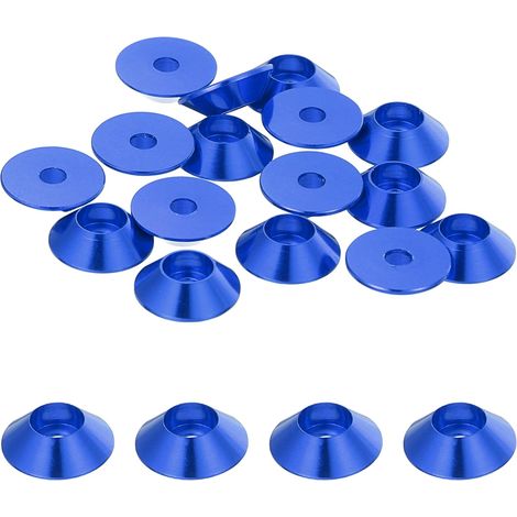 20 Pièces Rondelles à Tête Fraisée, Rondelles de Tasse M2 x 8.5 mm, Rondelle Fraisée, Rondelle Boulon En Aluminium Pour vis à tête, tige filetée, Accessoires Mécaniques, Bleu foncé (1/5)