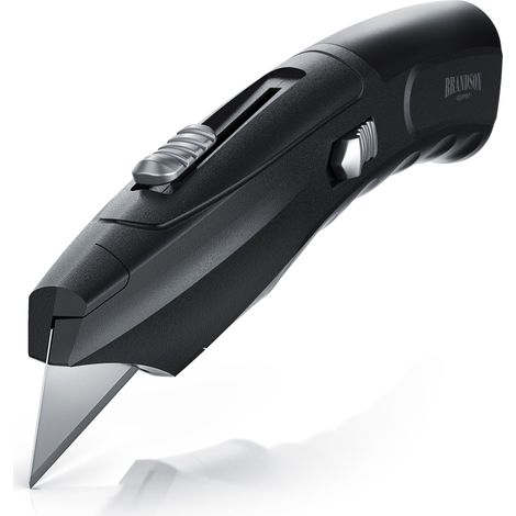 Brandson Teppichmesser zinklegiertes Gehäuse - Kartonmesser - Profi Messer - Cuttermesser - inkl. Ersatzklingen im Magazin - Trapezklingen SK5 Klingen (1/5)