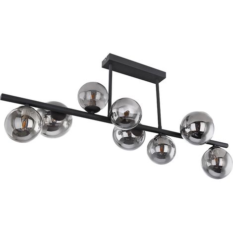 Plafoniera plafoniera con faretto in vetro soggiorno sfera plafoniere sfere vetro tavolo da pranzo LED nero 9 fiamme, 9x 3,5W 350lm 3000K, LxPxH 86x30x35,8 cm