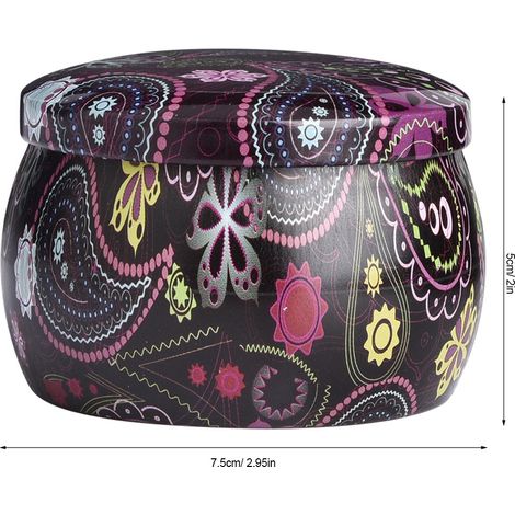 Boîte de stockage métallique en fer-blanc pour thé café bonbons bijoux cadeau - Boîte métallique design national avec couvercle (Type A, H5cm/D7.5cm) (1/5)