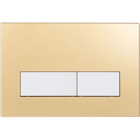 Plaque de Commande WC, Compatible avec Sigma, UP300 et UP320, avec Double Chasse, Équipée d'un Set de Leviers de Chasse et d'un Cadre d'Installation. Or Mat (1/5)
