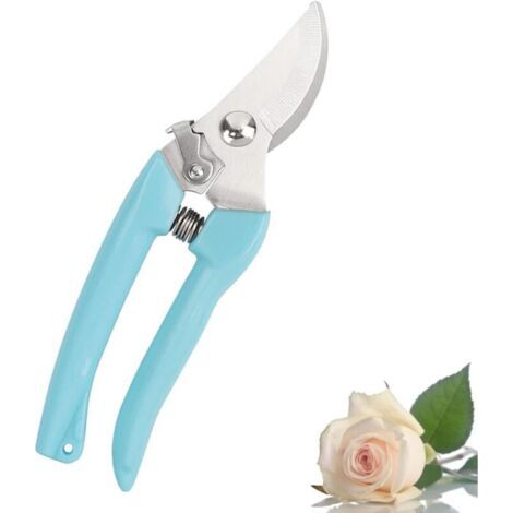 Sécateur à main pour le jardinage, sécateur à fleurs, sécateur robuste pour fleurs, branches et feuilles (bleu clair) (1/4)