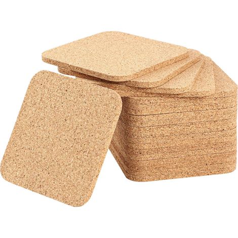 Sollbry Lot de 20 Dessous de Verre en Liège, 10cm×10cm DM 5 mm,CarréRéutilisables et Absorbants pour la Maison, Bureau, Bar et Restaurants (1/5)