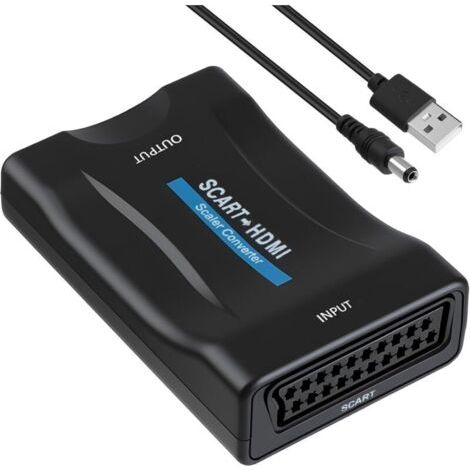 Adaptateur Péritel vers HDMI avec Câble USB 720p/1080p, Convertisseur Peritel HDMI pour TV Moniteur Projecteur, Scart Audio Vidéo HD Compatible avec PS3 DVD VHS Xbox Blu-Ray Plug and Play