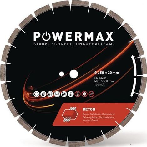 POWERMAX Diamanttrennscheibe PowerMax Beton Ø 300 mm Bohrung 20 mmSegmentbreite 3,0 mm Segmenthöhe 10 mm (1/2)