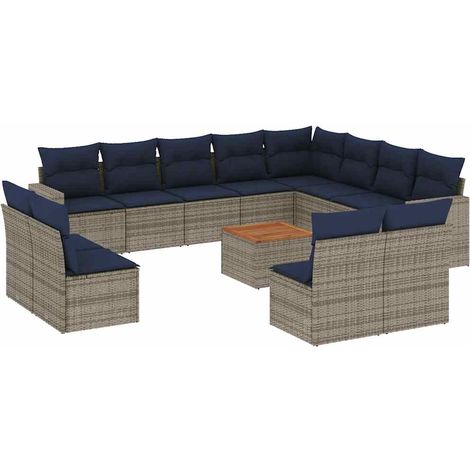 vidaXL Set Divani da Giardino 13 pz con Cuscini Grigio in Polyrattan (1/5)