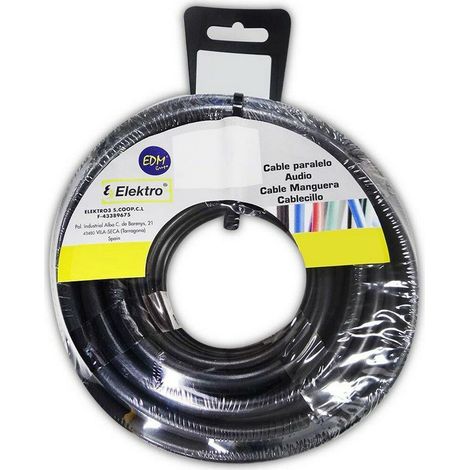 Carrete manguera tubular h05vv-f 2 x 1,00 mm² negra, 5 m (1/2)