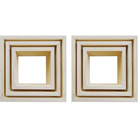 6 blocs de 3 petites étagères carrées en bois 22, 18 et 14 cm (1/4)