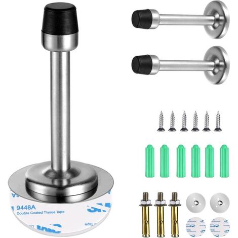 Stop Portes, Lot de 3 Stop Porte Robuste, Inoxydable Butée de Porte Extra Longue de 9,5 cm avec Pointe en Caoutchouc, Allonger le Pare-Chocs Protéger la Poignée Meubles Porte Mur (1/4)