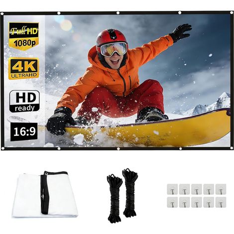 Écran de projection portable épais et anti-plis 16:9 HD pliable pour bureau et camping (100") (1/5)