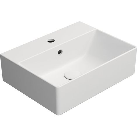 Lavabo en céramique KUBE X 45x35cm, blanc mat (1/5)