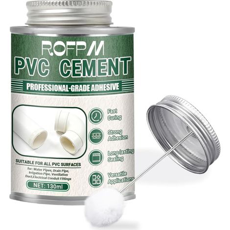 Colle PVC Plomberie, Colle Contact, Colle en Caoutchouc, Adhérence et étanche, Pour Raccords de Tuyaux, Tuyaux D'évacuation, Tuyaux en Plastique, Tuyaux D'eau, 130 ML (1/5)