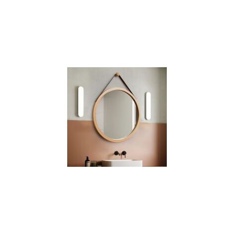 Miroir mural rond 60cm avec cadre en bois de bambou – Résistant à l'humidité – Installation facile – Décoration élégante pour salle de bain et chambre