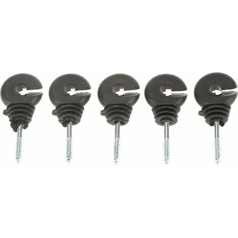 GABRIELLE 50 Pcs Isolateurs Annulaires à Visser Anneau à Isolant à Vis Accessoires de Clôture Électrique pour Poteau Piquet en Bois, Noir (1/5)