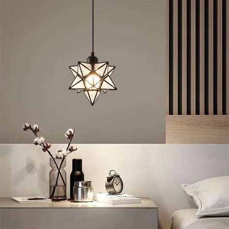 Moderne schwarze mährische Stern-Pendelleuchte, Kronleuchter aus Klarglas, dekorative Sternenlampe für das Wohnzimmer (1/4)