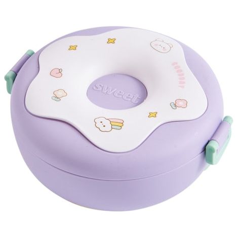 LYERCW - Boîte à lunch pour enfants, écoliers, boîte à goûter, boîte à beignets, violette étanche
