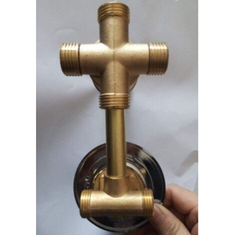 Wandmontierte 2/3/4/5-Wege-Duscharmatur aus Messing mit Schraub- oder Rohranschluss, Duschkabinen-Mischbatterie aus Kupfer, 3-Wege-Rohranschluss, 9 cm (1/4)