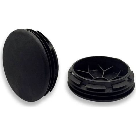 Ajile - Bouchon embout rond plat de finition NOIR pour tube de diam. 50 mm