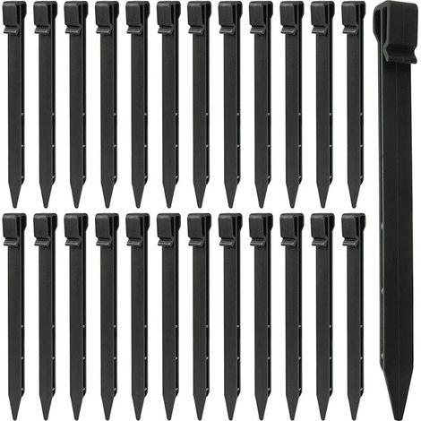 Lot de 25 piquets de sol en plastique - 25 cm de hauteur - résistants à la rouille - pour ancrage de tentes et bordures de jardin (1/4)