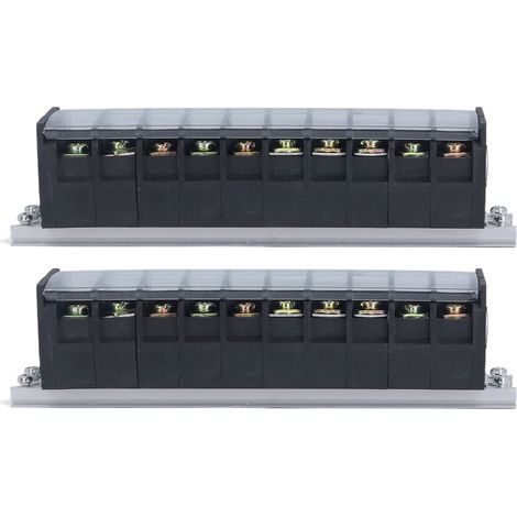 Lot de 2 borniers à vis 30A 660V double rangée 10 positions pour éclairage de pont et distribution électrique de tunnel (1/5)