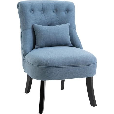 Fauteuil TV, en lin, bleu, 52,5 x 69 x 77 cm, pour salon, confortable pour le salon, assise confortable, moment détente