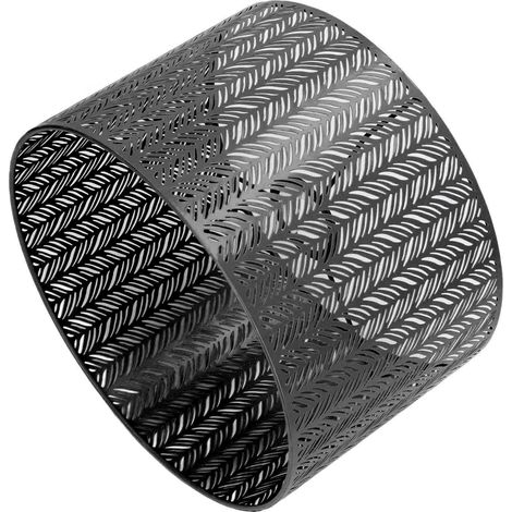 Abat-jour tambour E27 E14 à clip en forme de feuille de sapin, en métal ajouré, décoratif, pour lampe de table, applique ou plafonnier, noir. (1/5)