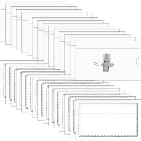 Packung mit 30 Namensschildern aus transparentem PVC, 9 x 5,6 cm, mit Clip und Nadel, für Schule und Büro (1/5)