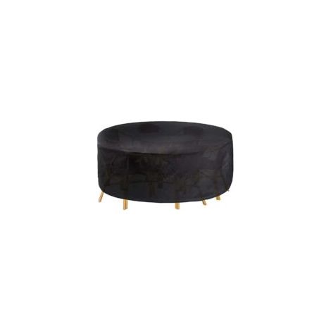 Funda para mesa de jardín circular, mesa redonda y sillas de patio, funda resistente de Oxford para muebles de exterior, resistente al viento, al agua y a los rayos UV - 200x94cm-Crezuo