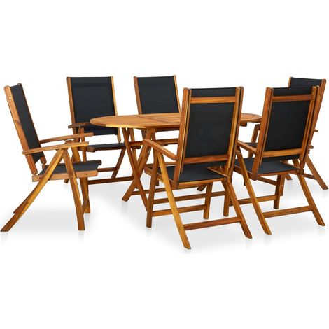 Set de comedor de jardín 7 piezas madera maciza de acacia vidaXL (1/6)