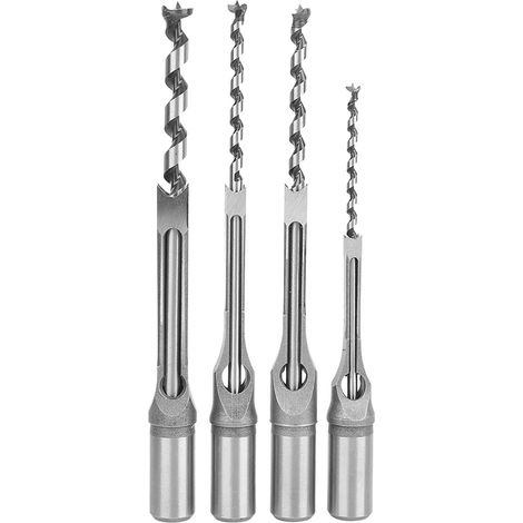 Jeu de 4 forets à trous carrés (1/4, 5/16, 3/8 et 1/2 pouce) pour le perçage du bois  outils à main pour le perçage du bois (1/5)